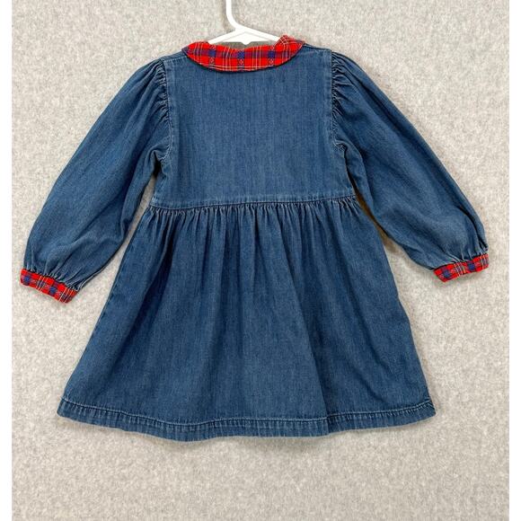 Vintage Oshkosh B'Gosh Denim Dress Size 3T Plaid School Cat Crayon Country - Picture 7 of 16